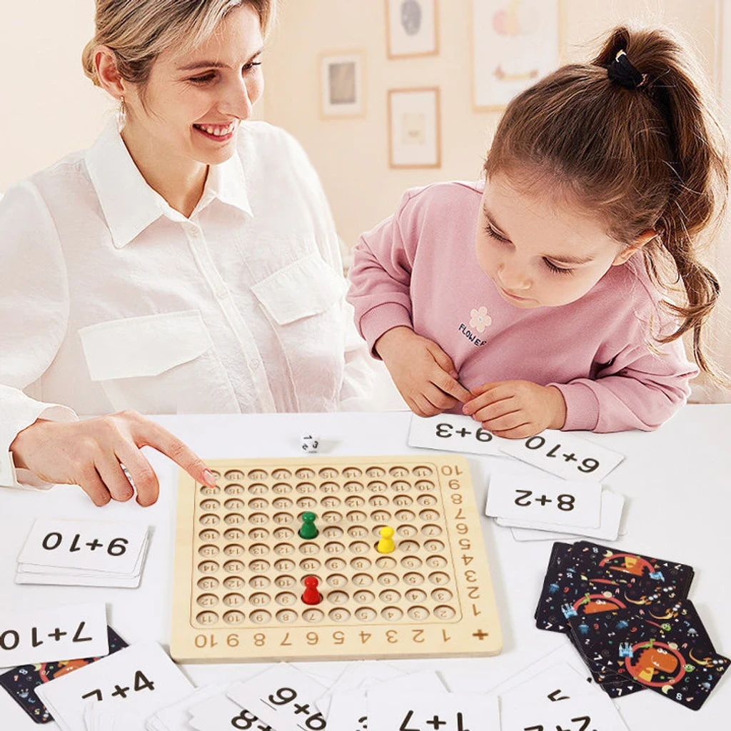 Juego de mesa de madera de multiplicación, juguete educativo de aprendizaje para niños.
