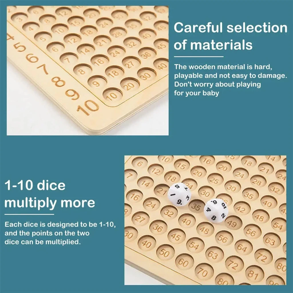 Juego de mesa de madera de multiplicación, juguete educativo de aprendizaje para niños.