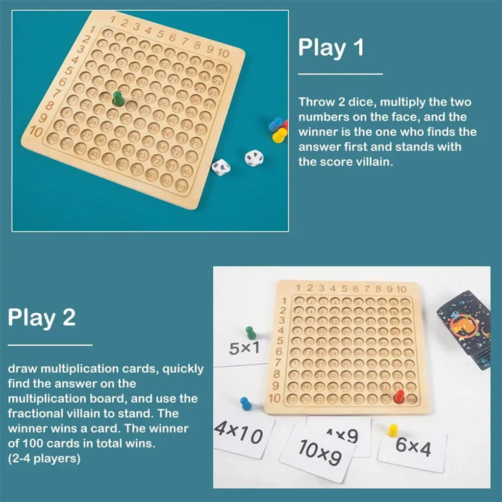 Juego de mesa de madera de multiplicación, juguete educativo de aprendizaje para niños.
