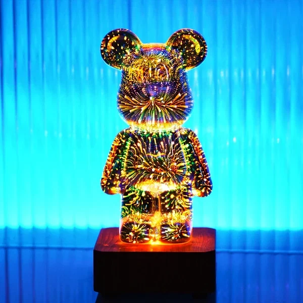 Lámpara de oso de fuegos artificiales 3D, luz decorativa de oso colorido, el mejor regalo para el amor