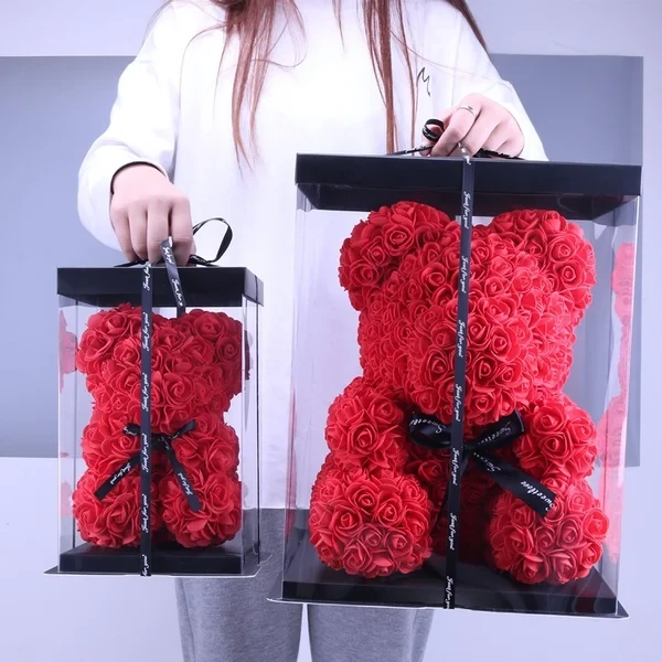 Osito de peluche rosa hecho a mano - Amor eterno