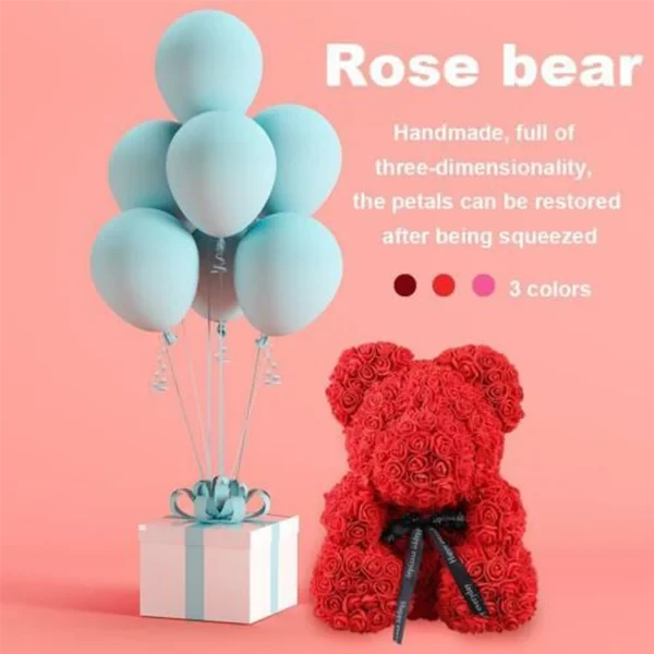 Osito de peluche rosa hecho a mano - Amor eterno