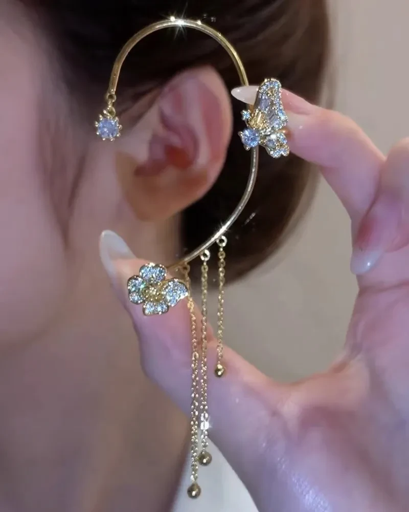 Pendientes estilo borla de mariposa