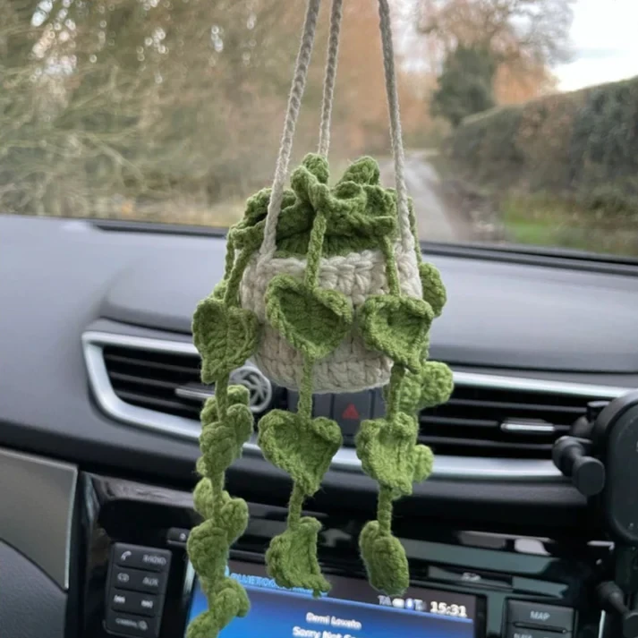 Planta colgante hecha a mano de crochet