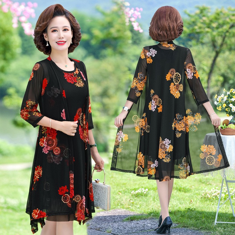 Vestido de dos piezas con estampado floral para mujer