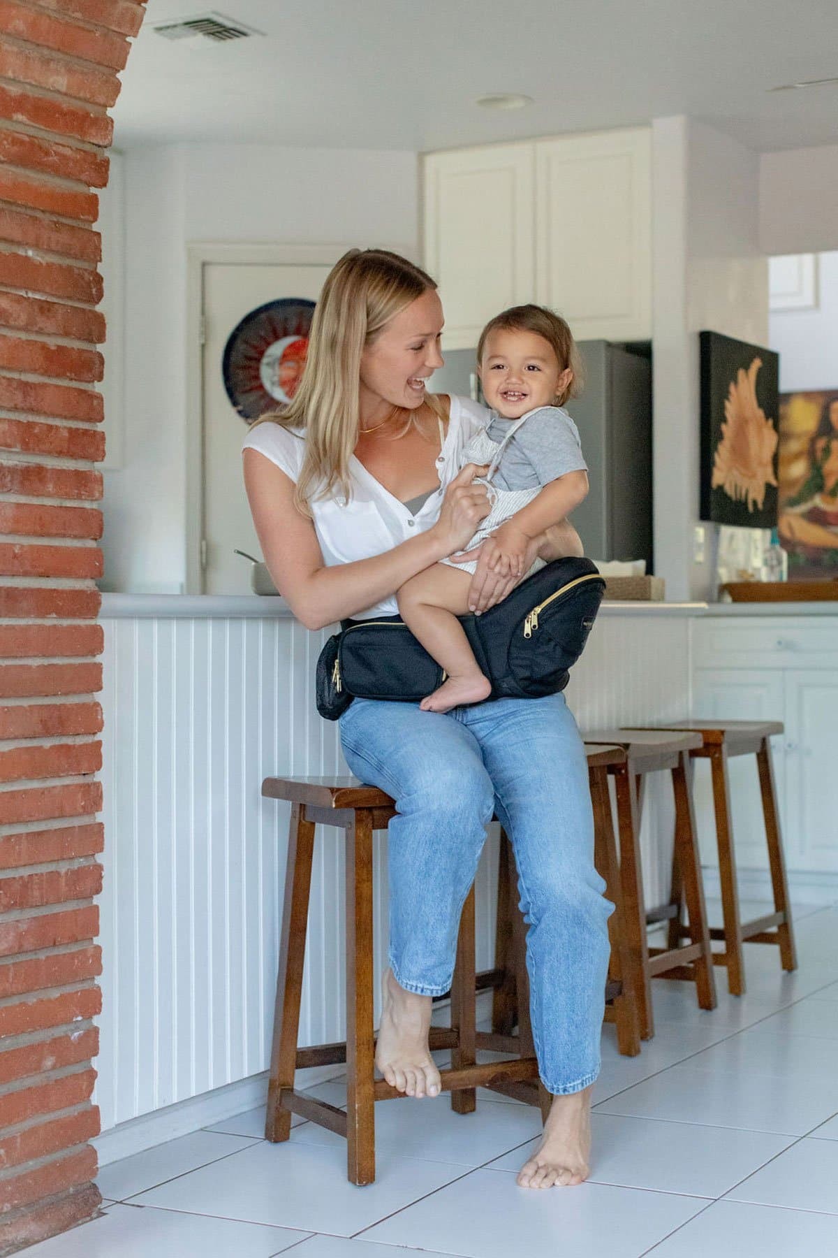 Riñonera ergonómica para niños de 3 a 36 meses con soporte de transporte, novedad