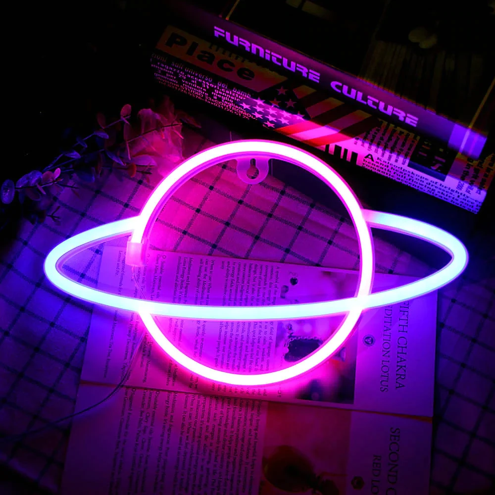 Luz LED de neón de planeta