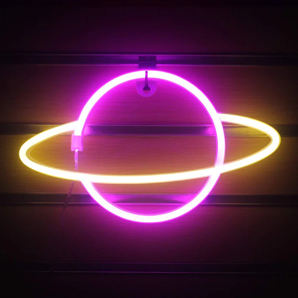 Luz LED de neón de planeta