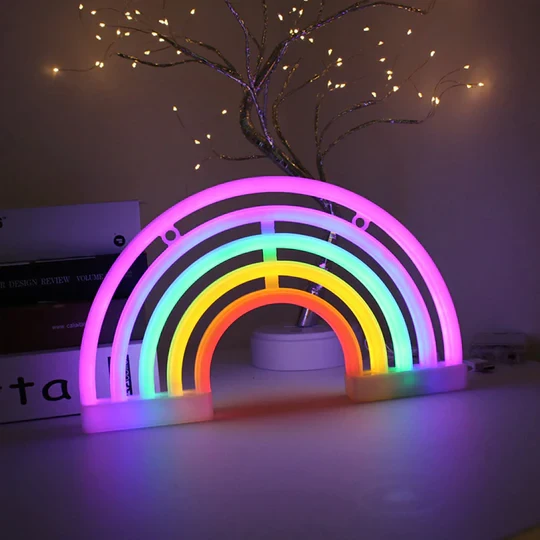 Decoración de neón LED arcoíris