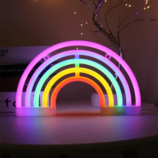 Decoración de neón LED arcoíris
