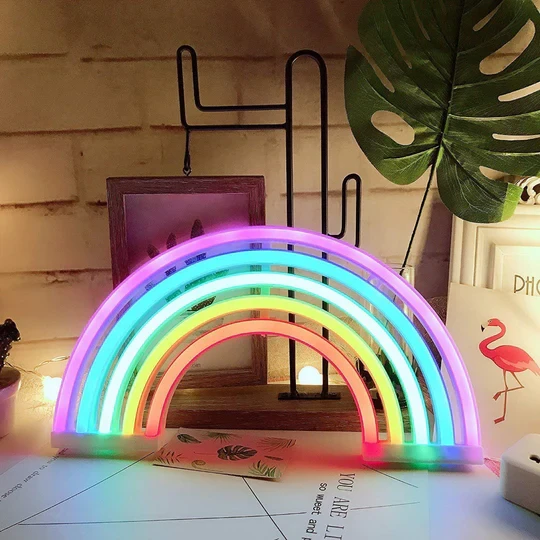 Decoración de neón LED arcoíris
