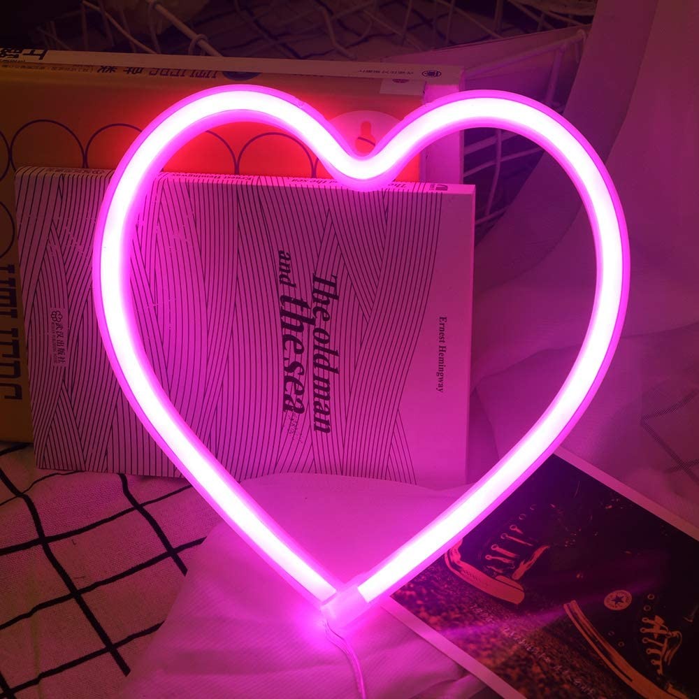 Luz de neón LED con forma de corazón de amor