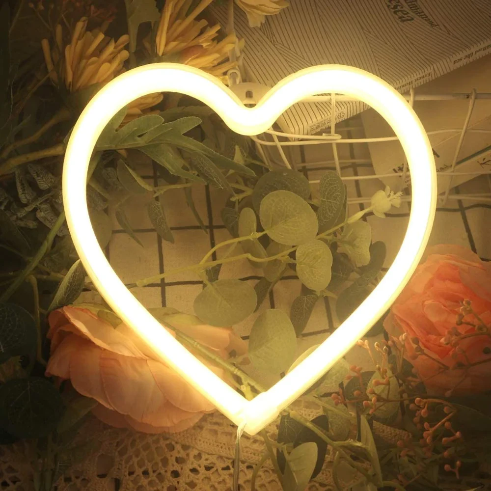 Luz de neón LED con forma de corazón de amor