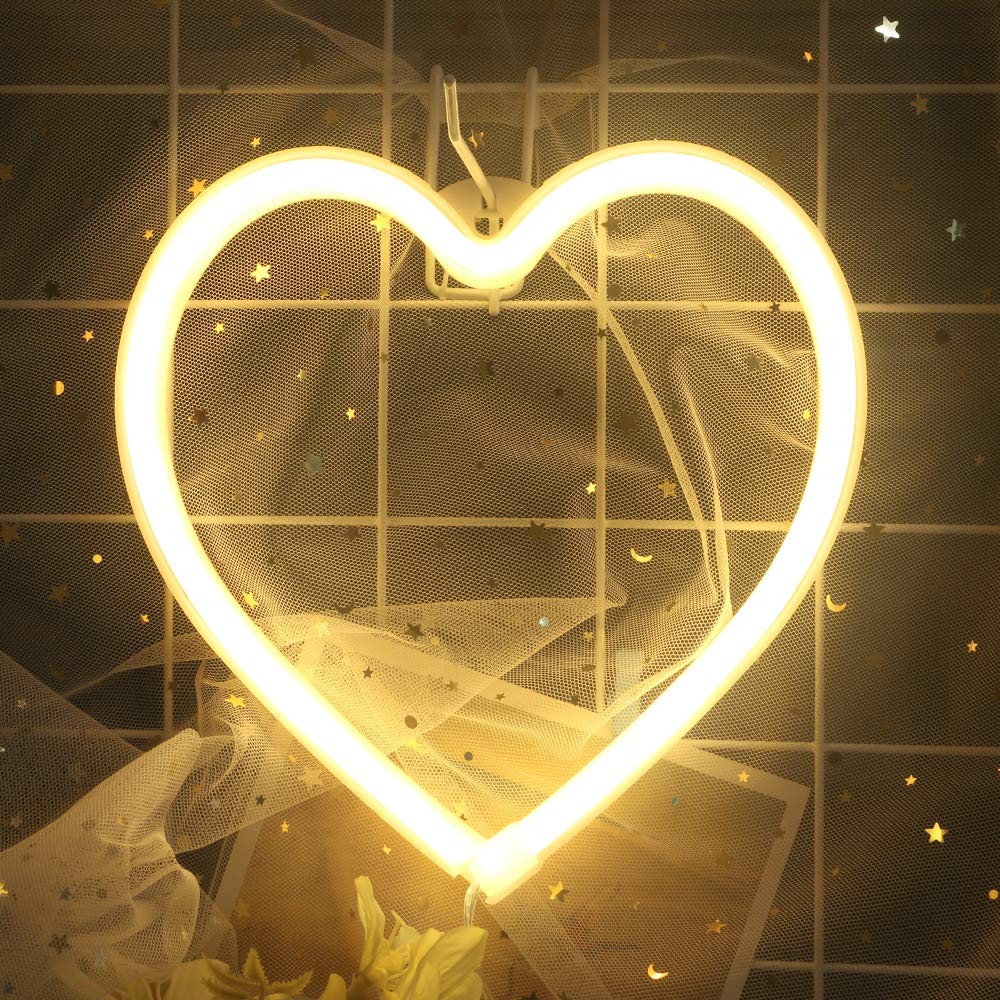 Luz de neón LED con forma de corazón de amor