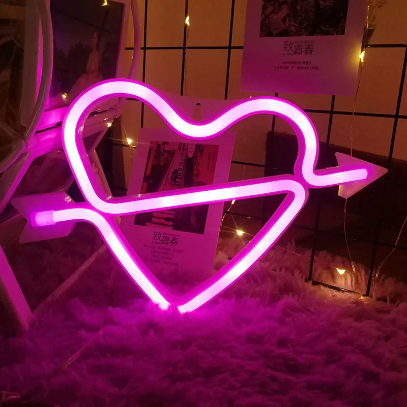 Neón LED de corazón de Cupido