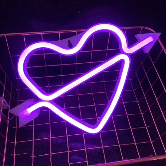 Neón LED de corazón de Cupido