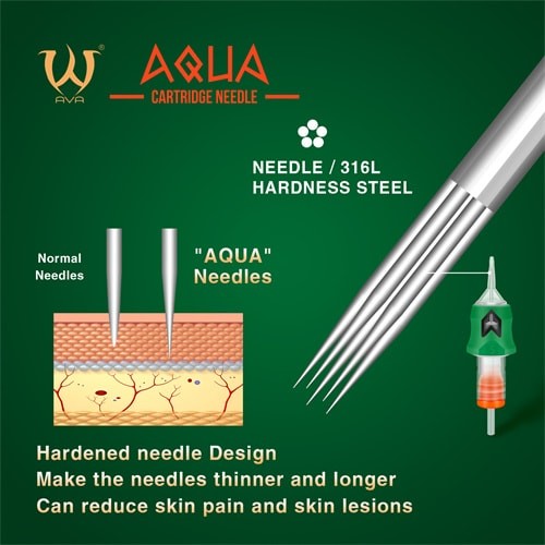 AVA AQUA Needle Cartridges – Round Shader – 20pc per box