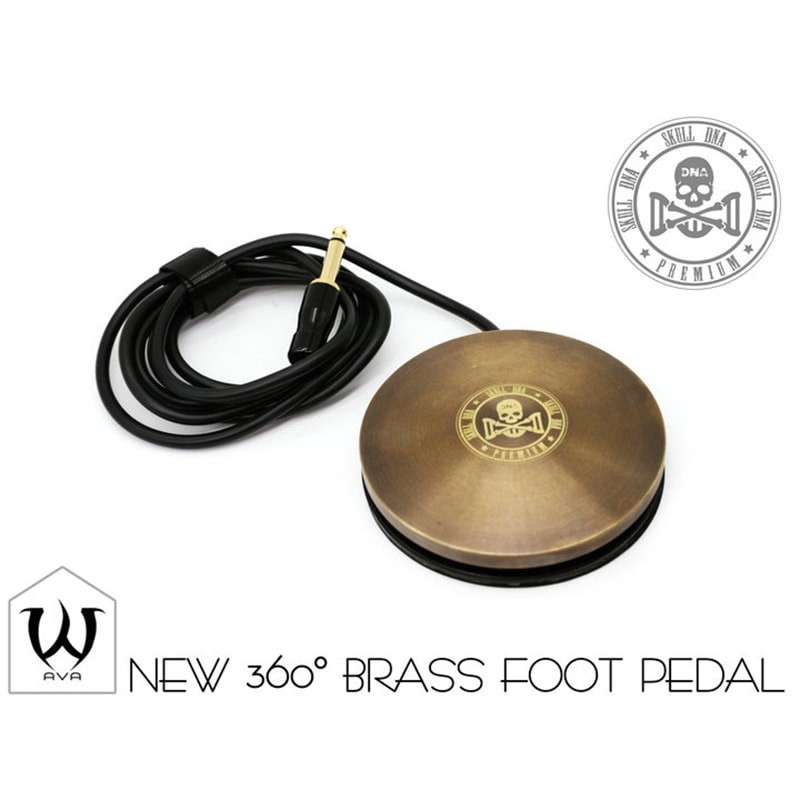 AVA Old School Brass Skull DNA tattoo foot pedals 360° – FC060