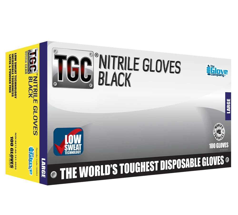 TGC® Black Premium Nitrile Gloves With Low Sweat Technology