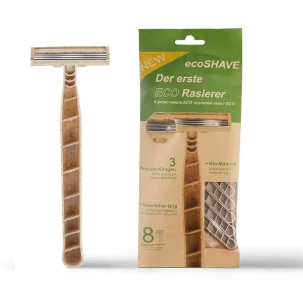 Eco Friendly Razors with 3 Blades – Biodegradable Wheat Straw Material – 8pcs