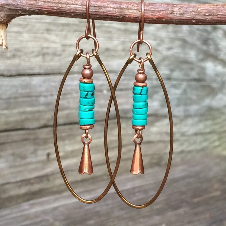 Bohemian Vintage Turquoise Beaded Pendant Jewelry Women's Earrings