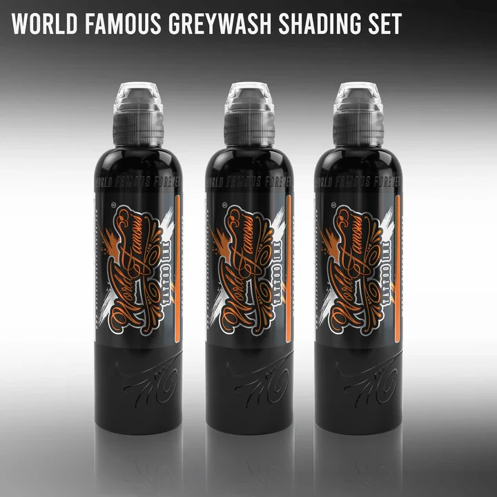 3 Bottle Greywash Set – World Famous Tattoo Ink – Pick Size