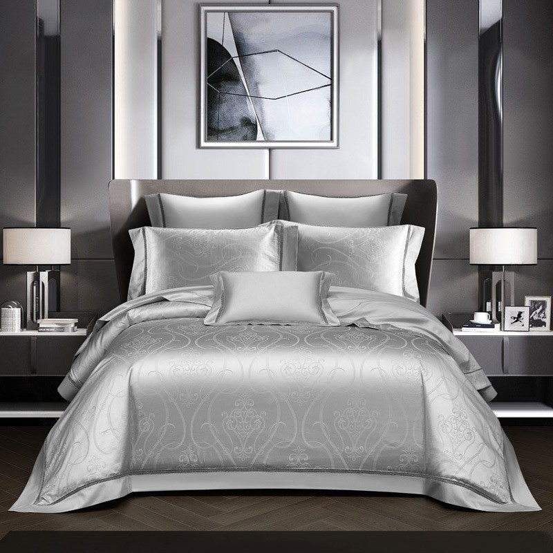 Juego de cama de algodón jacquard de lujo de 140 hilos
