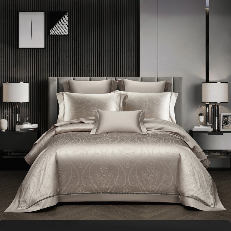 Juego de cama de algodón jacquard de lujo de 140 hilos
