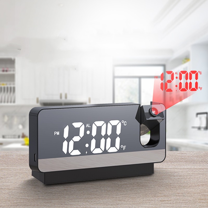Despertador con espejo LED 3D: elegante reloj de proyección con función de repetición