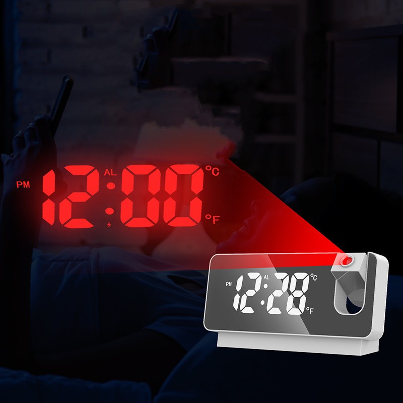 Despertador con espejo LED 3D: elegante reloj de proyección con función de repetición