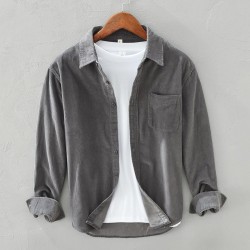 Camisa de pana vintage de inspiración japonesa para hombre para primavera y otoño