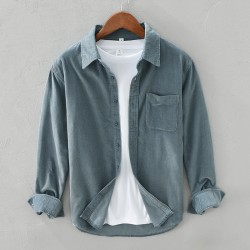Camisa de pana vintage de inspiración japonesa para hombre para primavera y otoño
