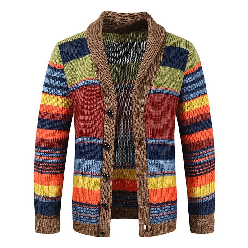 Chaqueta tipo suéter con solapa y bloques de color para hombre