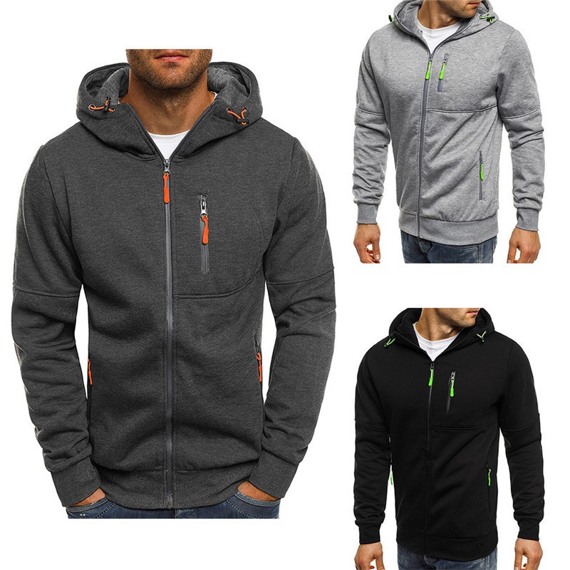Chaqueta tipo sudadera con capucha y cremallera para hombre