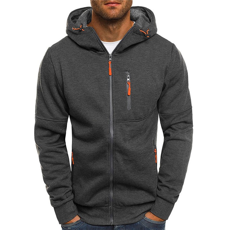 Chaqueta tipo sudadera con capucha y cremallera para hombre