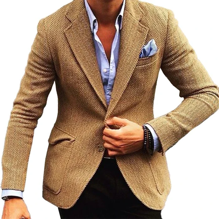 Chaqueta vintage de botonadura sencilla para hombre