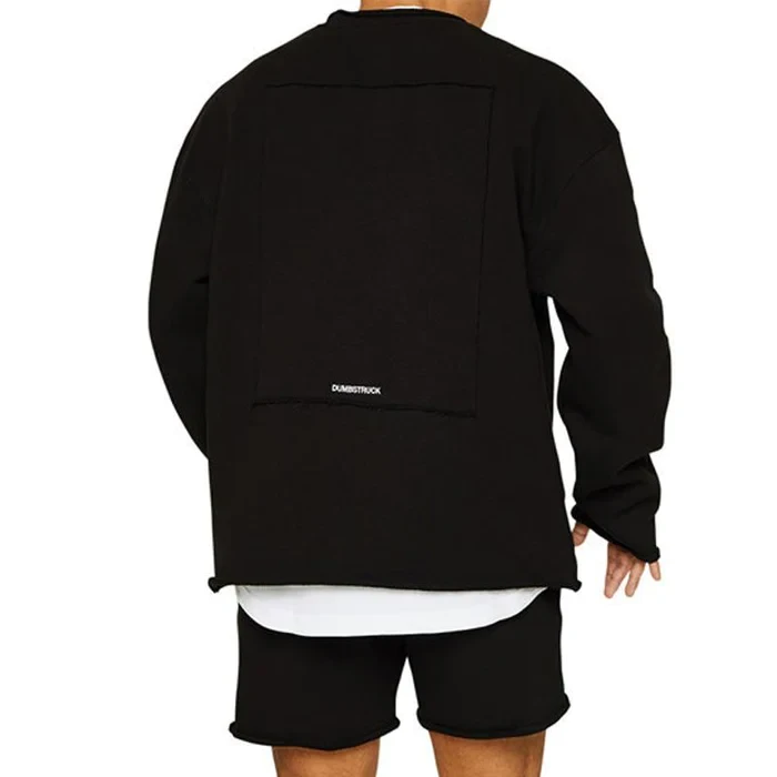 Conjunto de sudadera y pantalones cortos sueltos de color liso a la moda para hombre