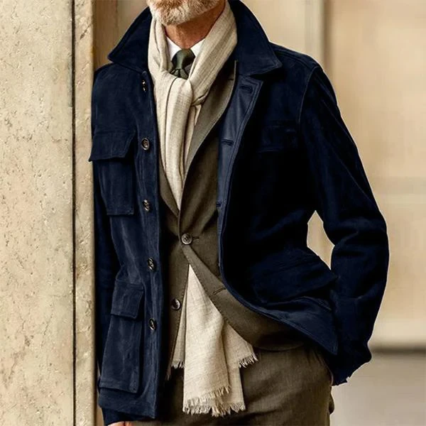 Chaqueta de gamuza con bolsillos grandes para hombre