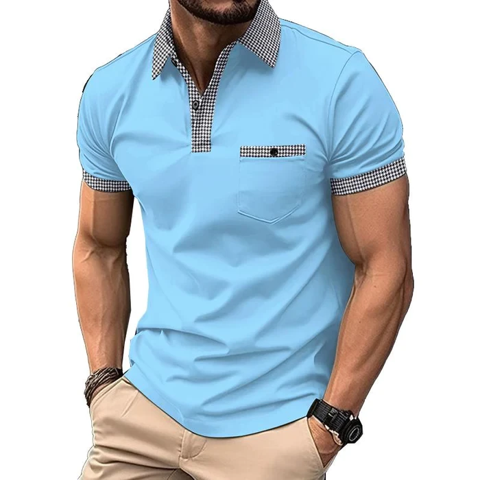 Polo deportivo con botones y bloques de color para hombre