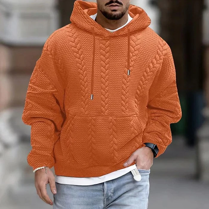 Sudadera con capucha de manga larga con bolsillo tipo canguro y estampado informal para hombre