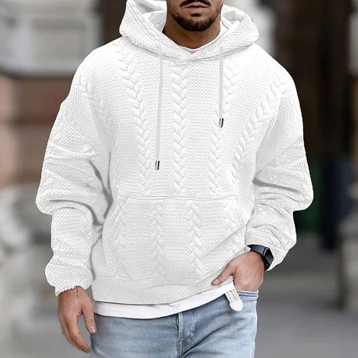 Sudadera con capucha de manga larga con bolsillo tipo canguro y estampado informal para hombre