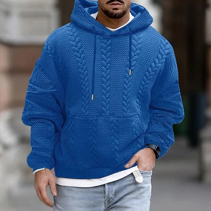 Sudadera con capucha de manga larga con bolsillo tipo canguro y estampado informal para hombre