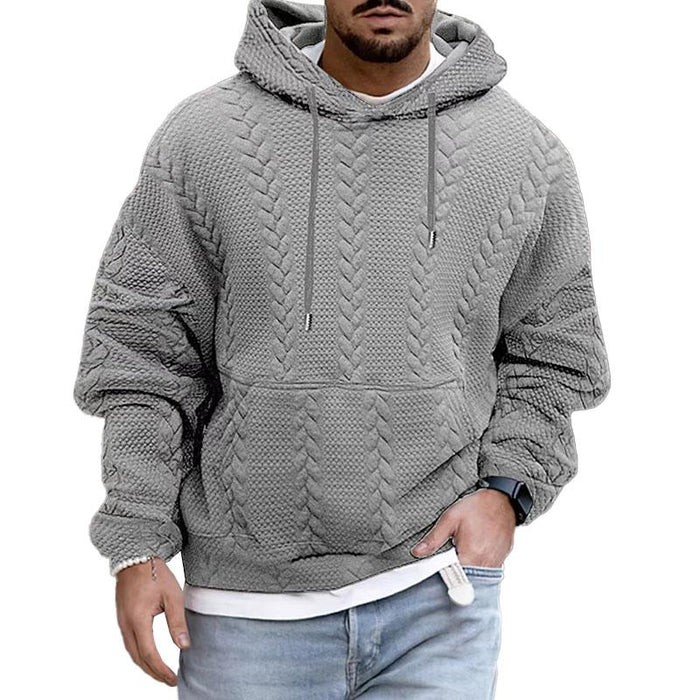 Sudadera con capucha de manga larga con bolsillo tipo canguro y estampado informal para hombre