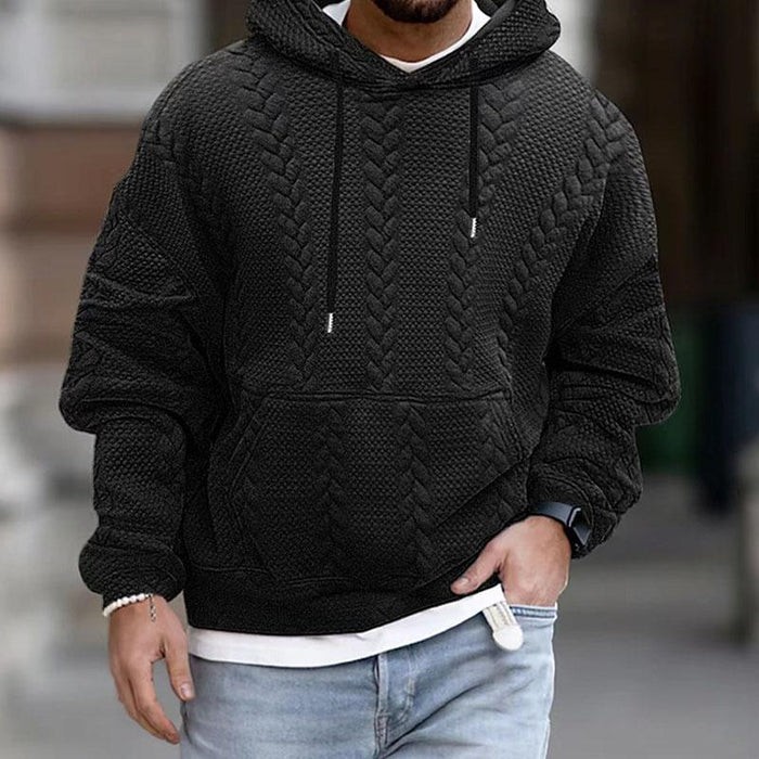 Sudadera con capucha de manga larga con bolsillo tipo canguro y estampado informal para hombre