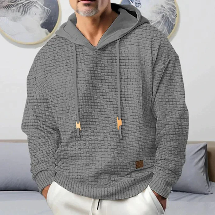 Sudadera con capucha informal de manga larga de color liso para hombre