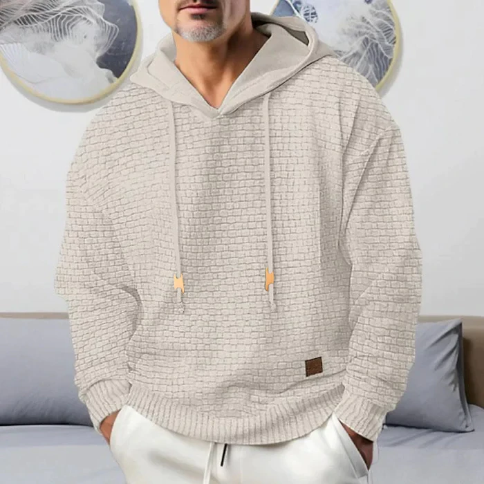 Sudadera con capucha informal de manga larga de color liso para hombre