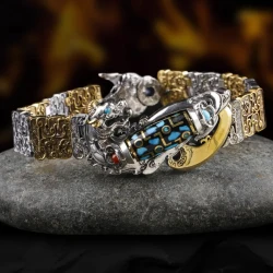 Pulsera valiente con cuentas Dzi de nueve ojos