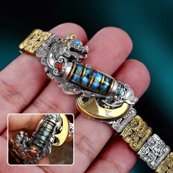 Pulsera valiente con cuentas Dzi de nueve ojos