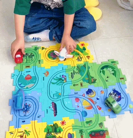 Juego de pista de rompecabezas educativo para niños