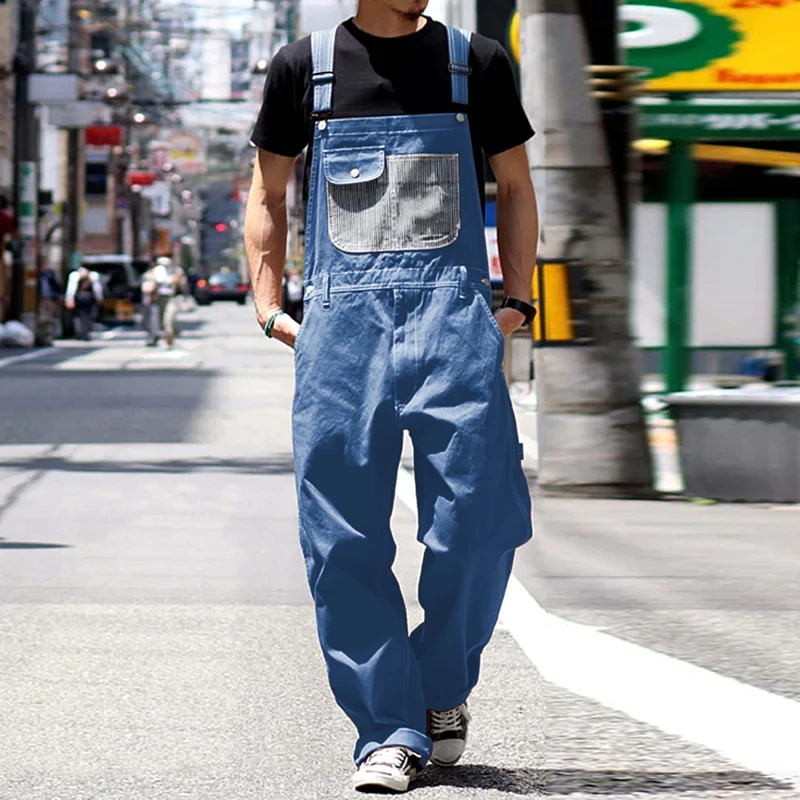 Mono cargo vintage casual con múltiples bolsillos para hombre